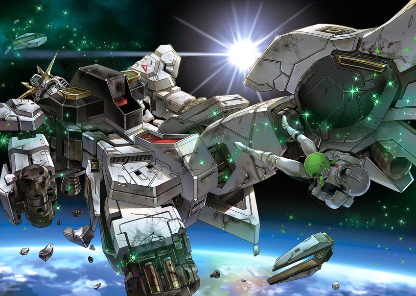 haro, amuro ray, and nu gundam (gundam and 1 more) drawn by kim_yura_(goddess_mechanic)