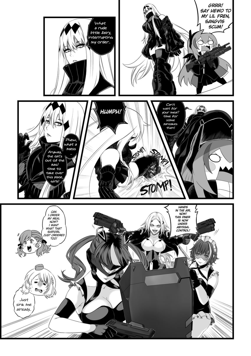 colorado, spas-12, aircraft carrier water oni, m4 sopmod ii jr, ripper, and 2 more (kantai collection and 1 more) drawn by reizo_ne