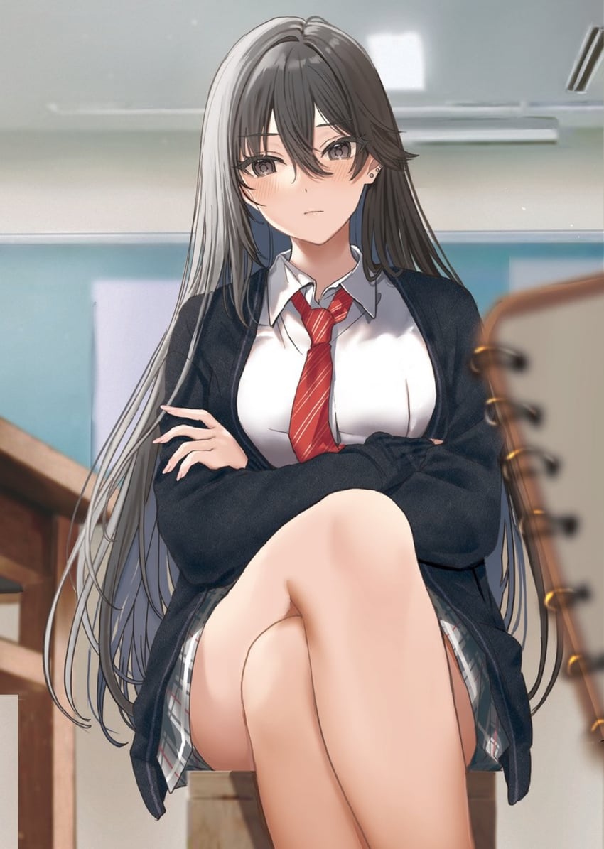 shimizu kei (tonari no seki no yankee shimizu-san ga kami wo kuroku somete kita) drawn by hamu_(plot_sy)