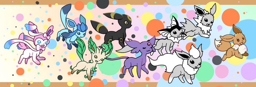 eevee, sylveon, umbreon, glaceon, vaporeon, and 4 more (pokemon) drawn by muguet