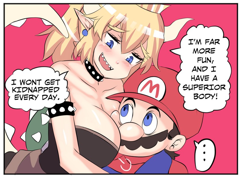 mario and bowsette (mario and 1 more) drawn by hinghoi
