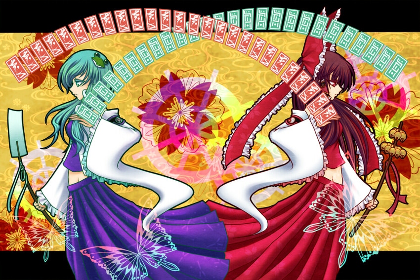 hakurei reimu and kochiya sanae (touhou) drawn by kisaragi_kaname