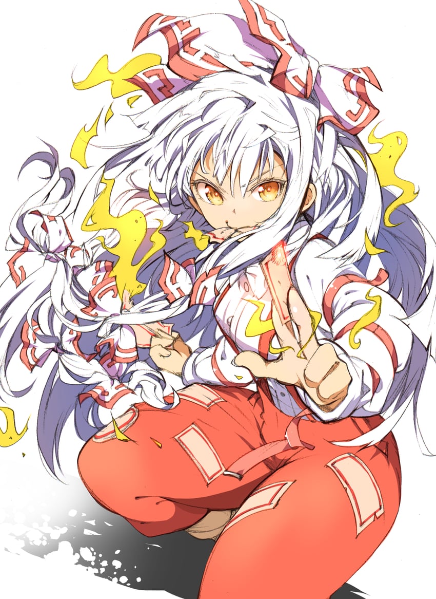 fujiwara no mokou (touhou) drawn by ichizen_(o_tori)