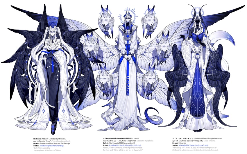 ecclesiastical seraphimae gabriel, hadraniel michael, and aeryel phanuvel (original) drawn by crrn