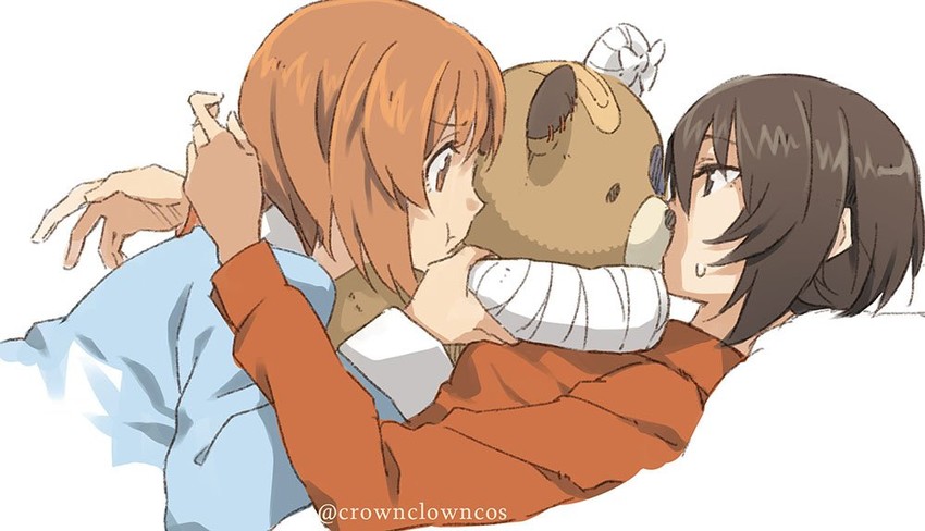 nishizumi miho, nishizumi maho, and boko (girls und panzer) drawn by cosmic_(crownclowncosmic)
