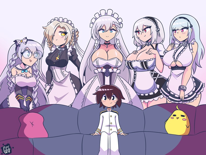 manjuu, commander, belfast, sirius, dido, and 3 more (azur lane) drawn by aj's_doodles