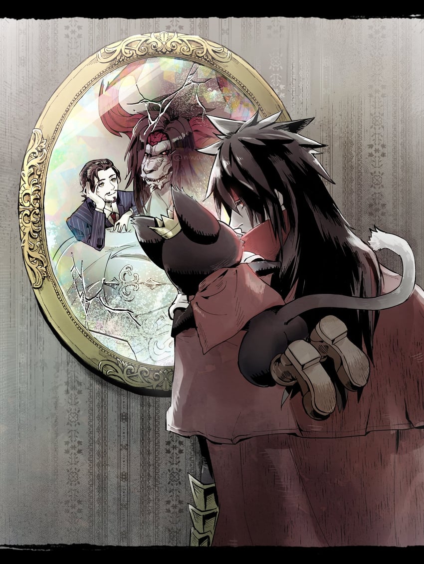 vincent valentine, cait sith, and reeve tuesti (final fantasy and 3 more) drawn by niwawaka