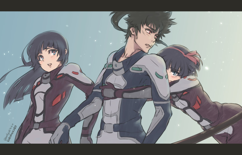 shirahane yukina, ouma kennosuke tokisada, and muetta (kuromukuro) drawn by benlycat