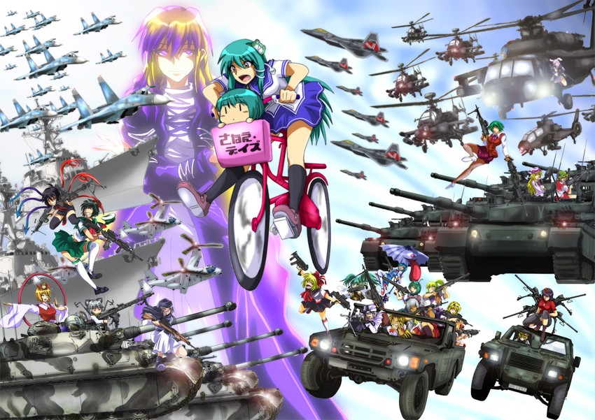 kochiya sanae, alice margatroid, yakumo yukari, reisen udongein inaba, fujiwara no mokou, and 18 more (touhou) drawn by junkei