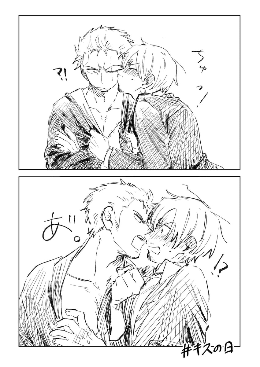 roronoa zoro and sanji (one piece) drawn by kurimaron