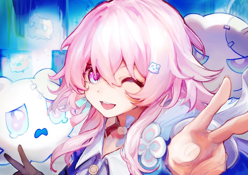 march 7th and wubbaboo (honkai and 1 more) drawn by burger_thethief
