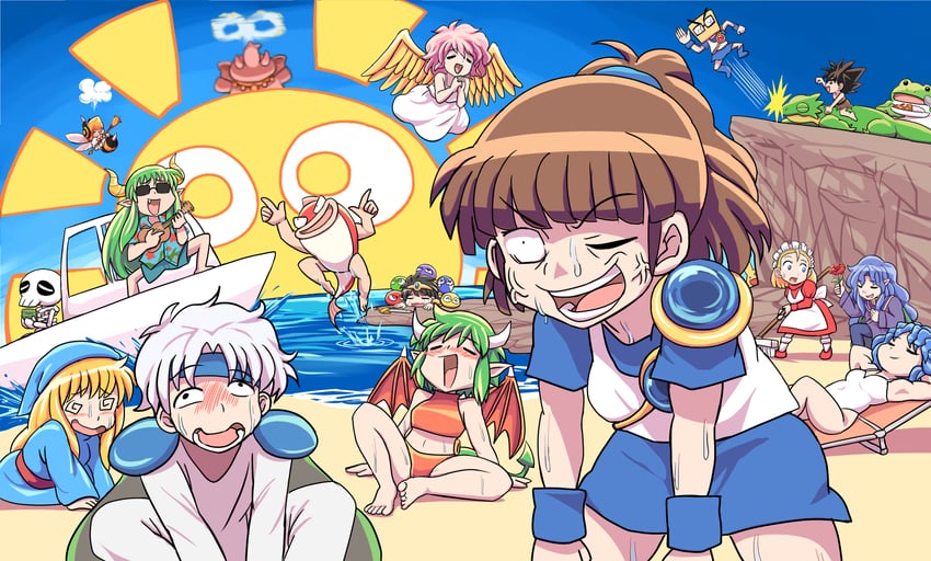 puyo, carbuncle, draco centauros, witch, rulue, and 12 more (puyopuyo and 1 more) drawn by nama-chan_(pixiv_57914742)