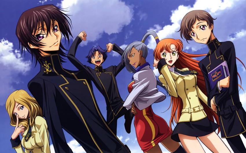 lelouch vi britannia, shirley fenette, villetta nu, milly ashford, rolo lamperouge, and 1 more (code geass) drawn by sakamoto_shuuji