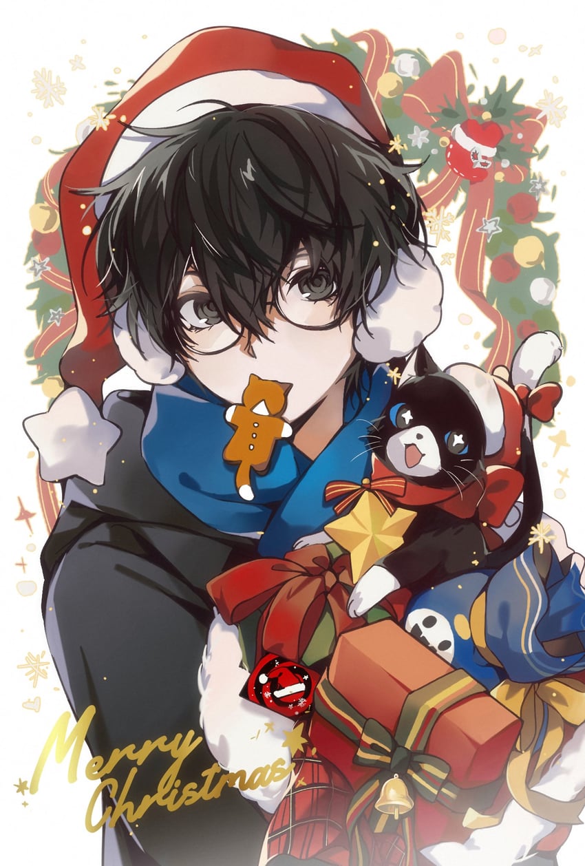 amamiya ren, jack frost, and morgana (persona and 1 more) drawn by yituo_tusi