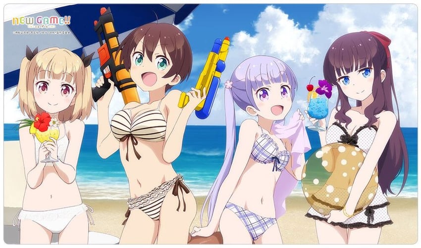 suzukaze aoba, takimoto hifumi, iijima yun, and shinoda hajime (new game!)