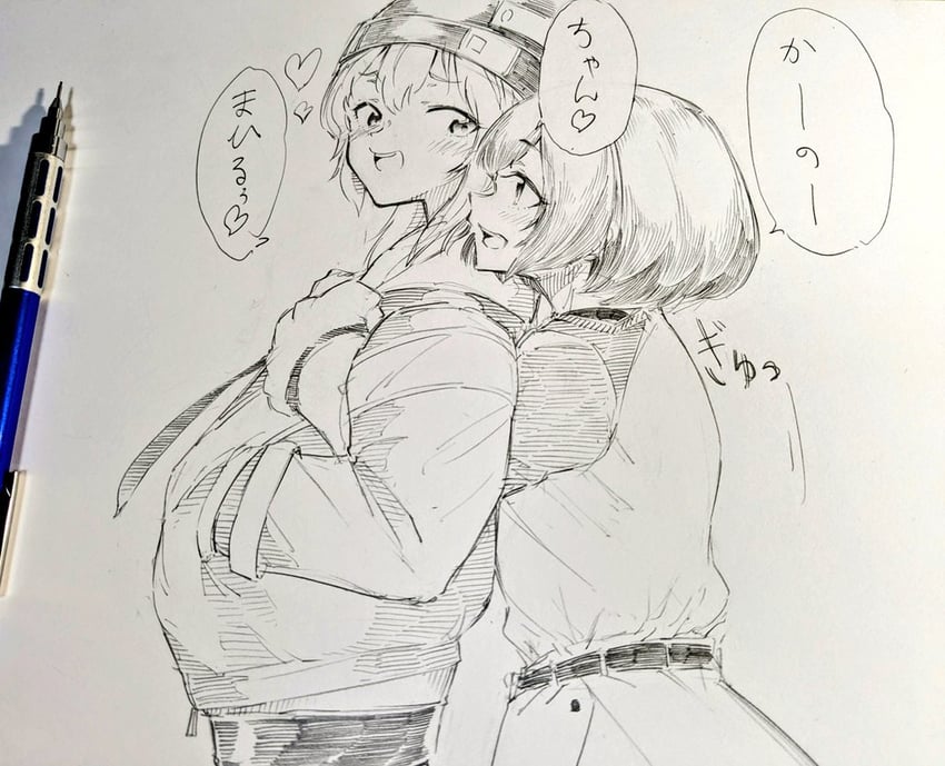 yamanouchi kano and kouzuki mahiru (yoru no kurage wa oyogenai) drawn by gasuri_govan