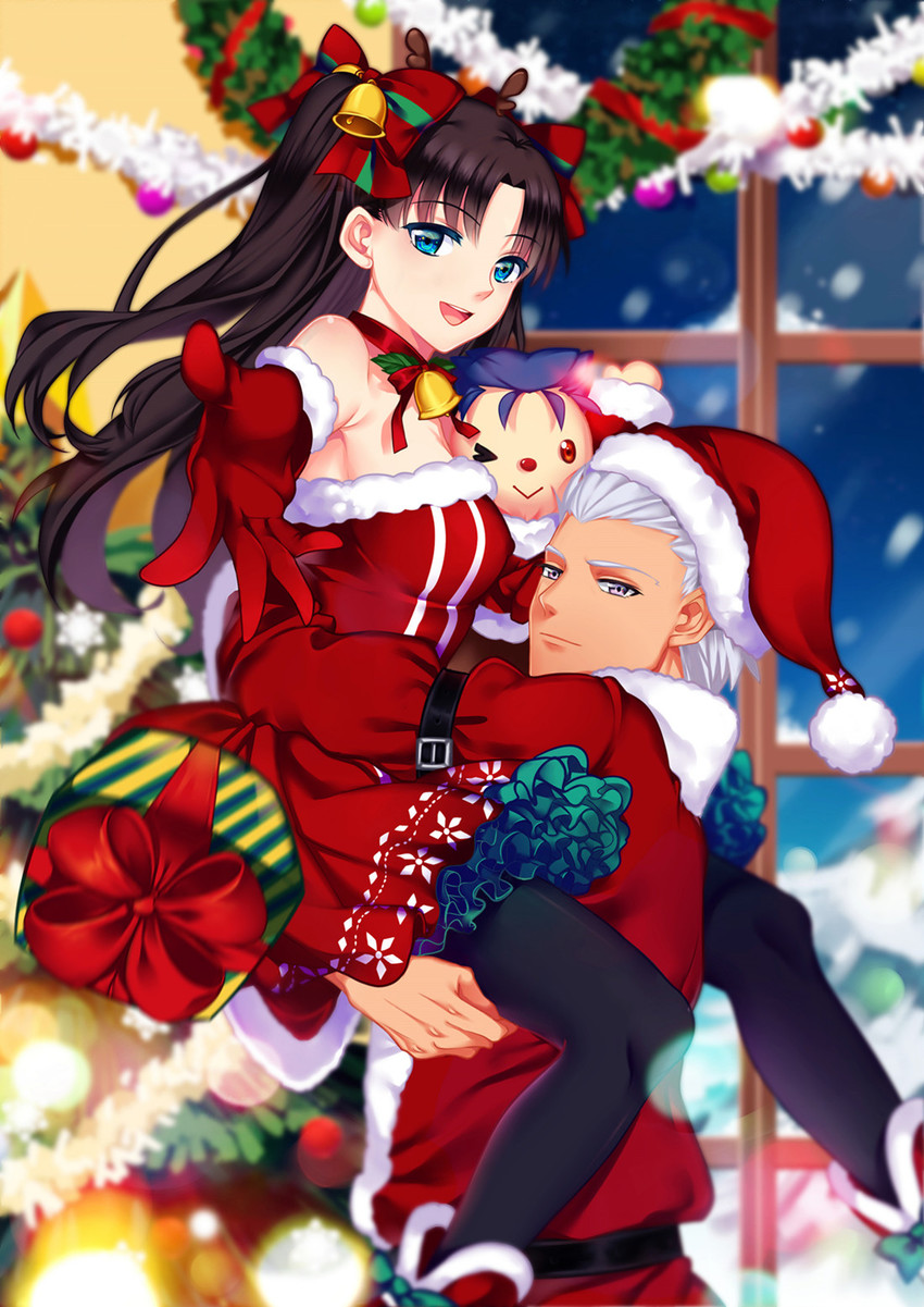 tohsaka rin, cu chulainn, and archer (fate and 1 more) drawn by yaoshi_jun