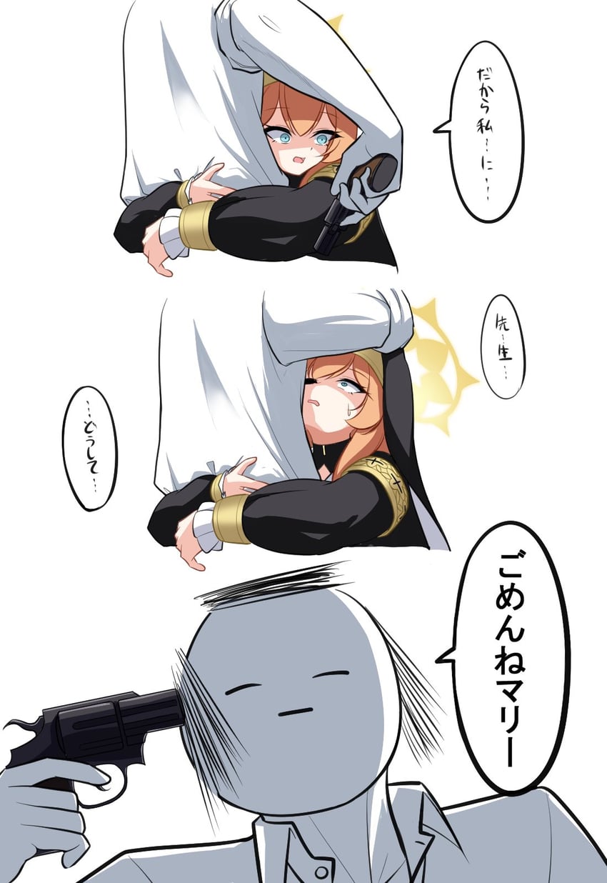 sensei, doodle sensei, and mari (blue archive) drawn by pyosunyi