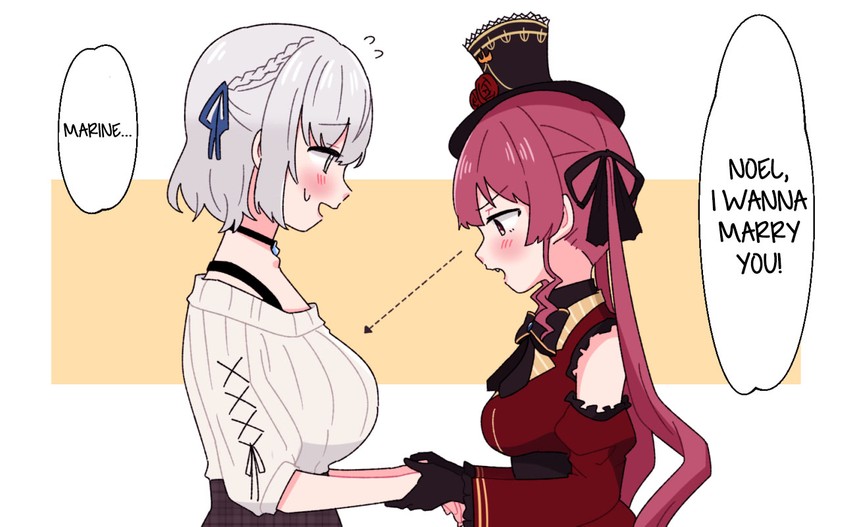 houshou marine and shirogane noel (hololive) drawn by sakana_(saka11205)
