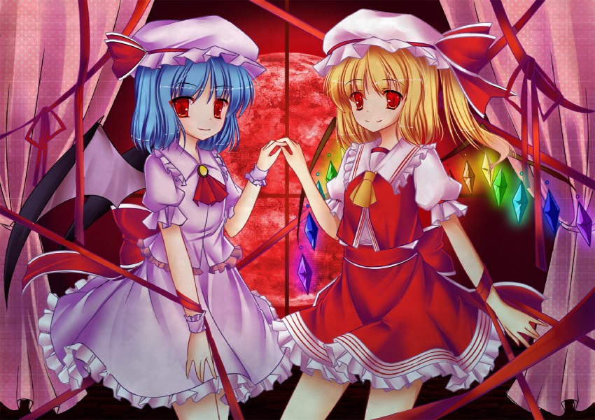 remilia scarlet and flandre scarlet (touhou) drawn by amemiya_ruki