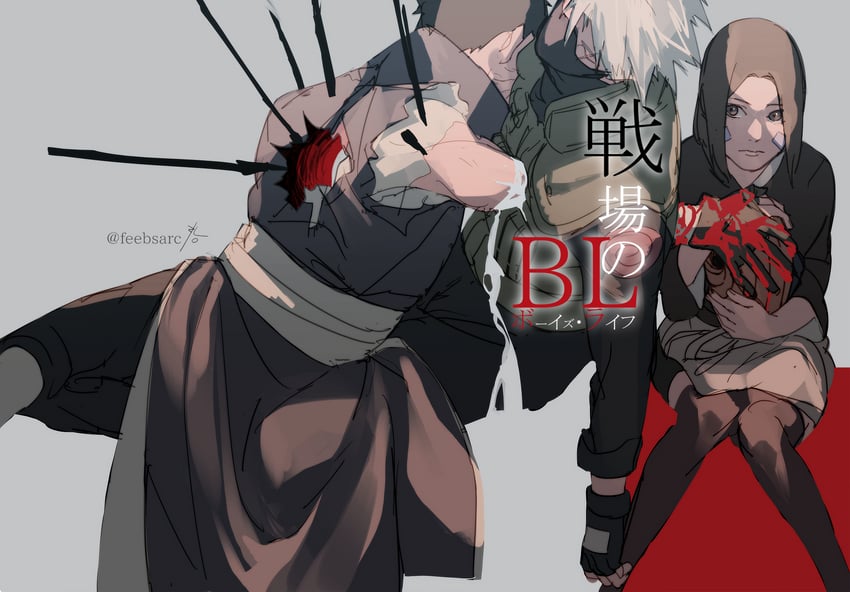 hatake kakashi, uchiha obito, and nohara rin (naruto and 1 more) drawn by zifletts