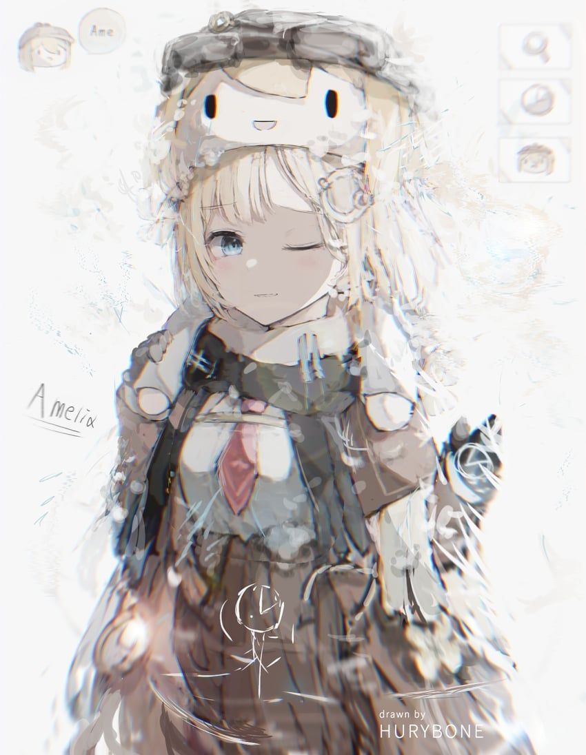 watson amelia and smol ame (hololive and 1 more) drawn by hurybone