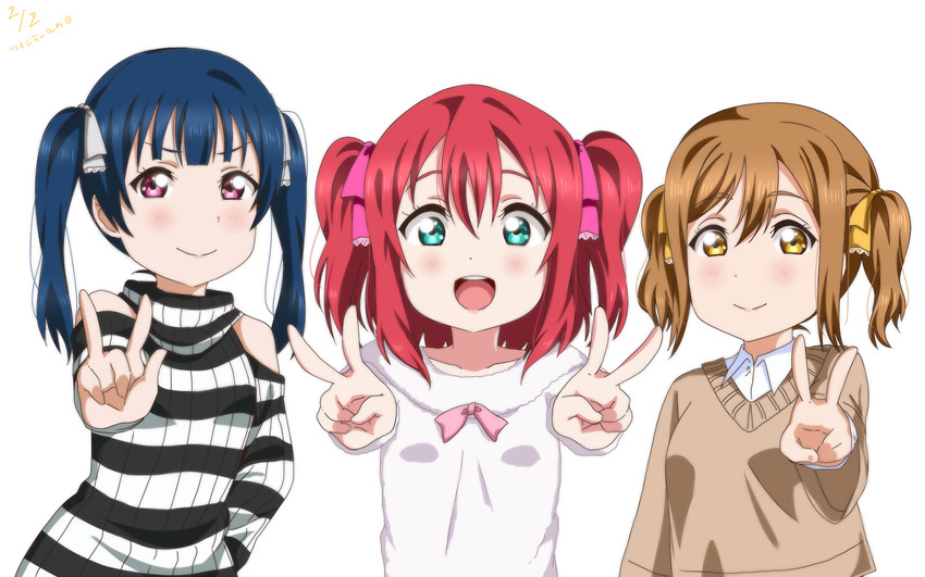 tsushima yoshiko, kunikida hanamaru, and kurosawa ruby (love live! and 1 more) drawn by sooki