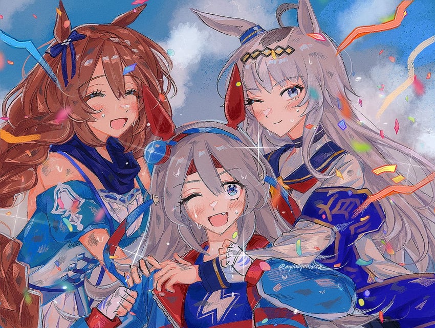 oguri cap, tamamo cross, and super creek (umamusume) drawn by cherrydeswa
