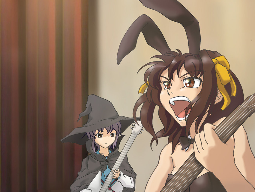 suzumiya haruhi and nagato yuki (suzumiya haruhi no yuuutsu) drawn by shioshion_nakkuru