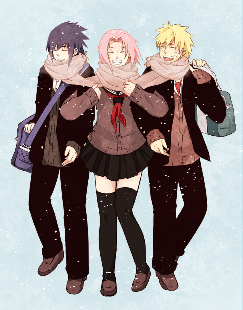haruno sakura, uzumaki naruto, and uchiha sasuke (naruto and 1 more) drawn by ram_(papimoci)