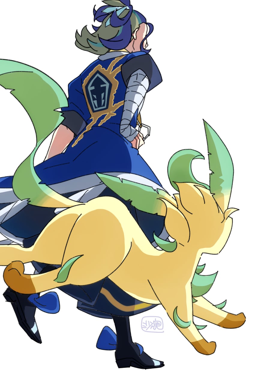 leafeon and adaman (pokemon and 1 more) drawn by sasami_642