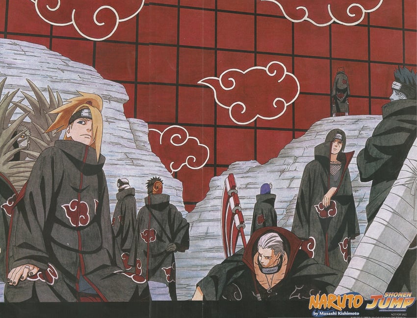 uchiha itachi, uchiha obito, deidara, konan, sasori, and 6 more (naruto and 1 more) drawn by kishimoto_masashi
