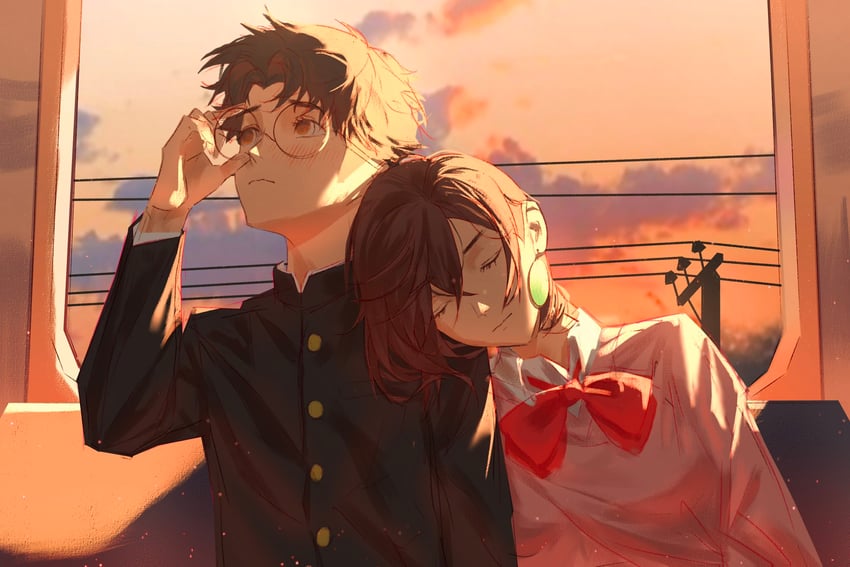 ayase momo and takakura ken (dandadan) drawn by kozzz_y