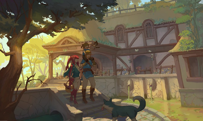 link, mipha, and bokoblin (the legend of zelda and 1 more) drawn by zzc556