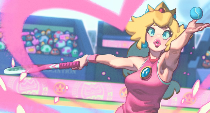 princess peach, toad, goomba, red toad, shy guy, and 3 more (mario and 2 more) drawn by gloss_(hotglossed)