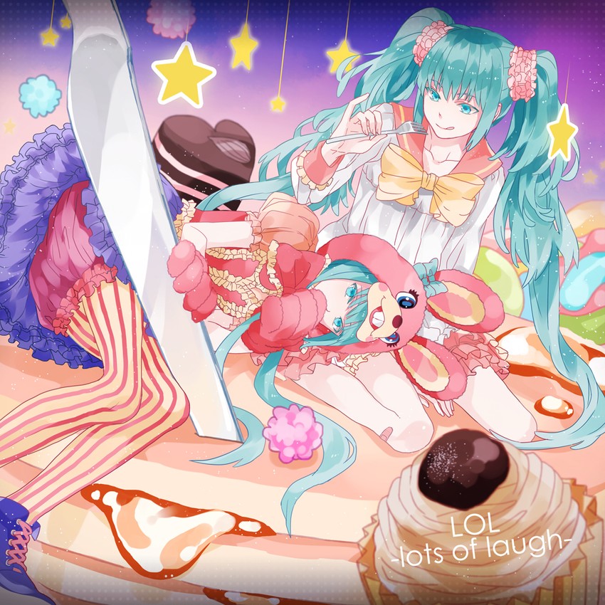 hatsune miku (vocaloid and 1 more) drawn by michi_(iawei)