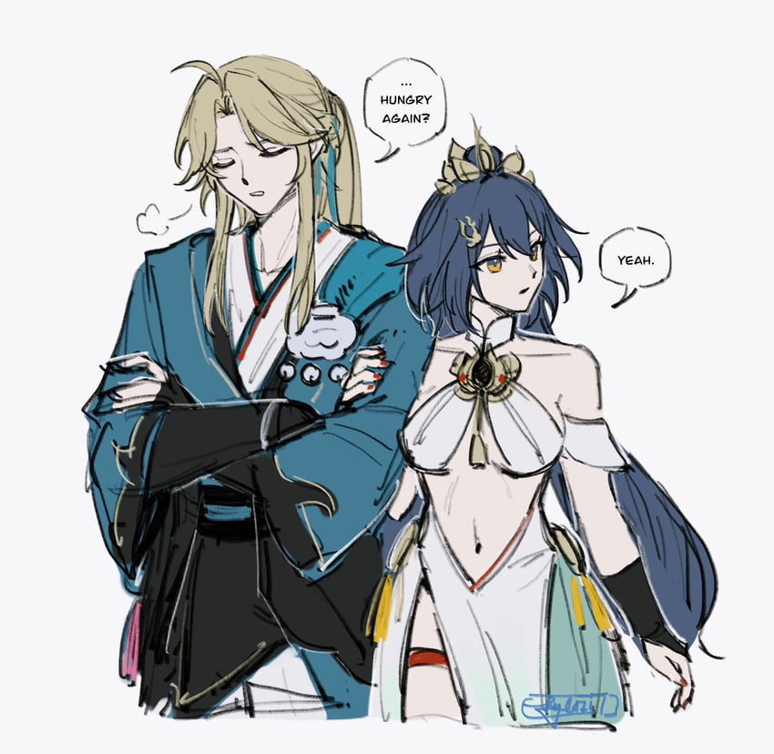 yunli and yanqing (honkai and 1 more) drawn by hazel0217