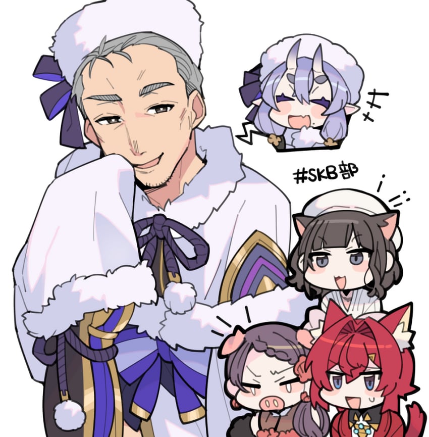 ange katrina, rindou mikoto, gundou mirei, suzuka utako, and maimoto keisuke (nijisanji) drawn by mitsumine_(ookami_no_oyashiro)