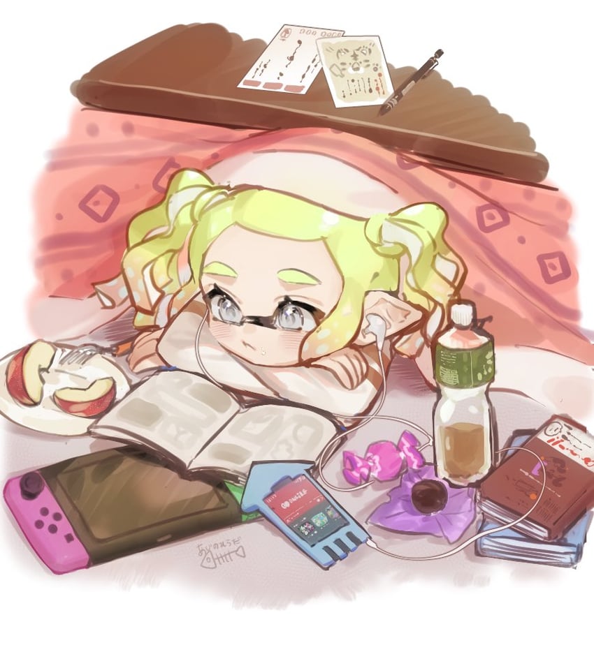 inkling player character and inkling girl (splatoon) drawn by osakana_aji
