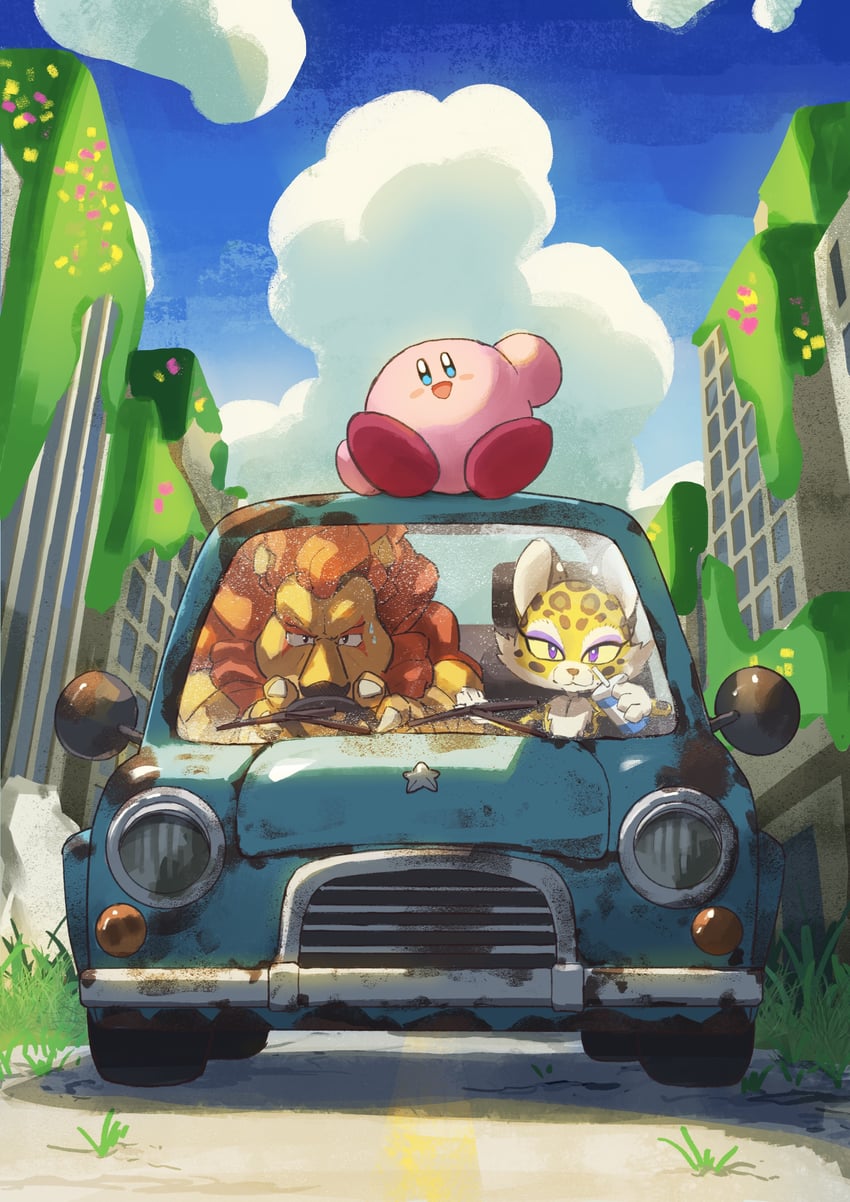 kirby, clawroline, and leongar (kirby and 1 more) drawn by anko2552