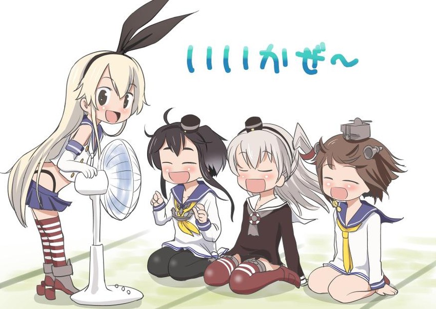 shimakaze, amatsukaze, yukikaze, and tokitsukaze (kantai collection) drawn by ahenn