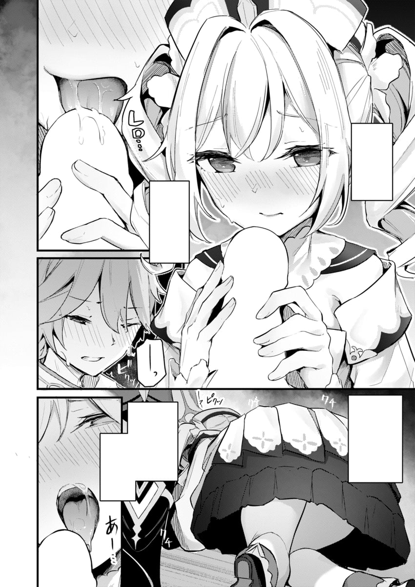 aether and barbara (genshin impact and 1 more) drawn by cucchiore