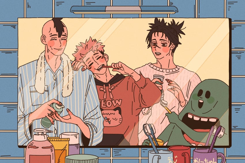 itadori yuuji, choso, kechizu, and eso (jujutsu kaisen) drawn by gogaek