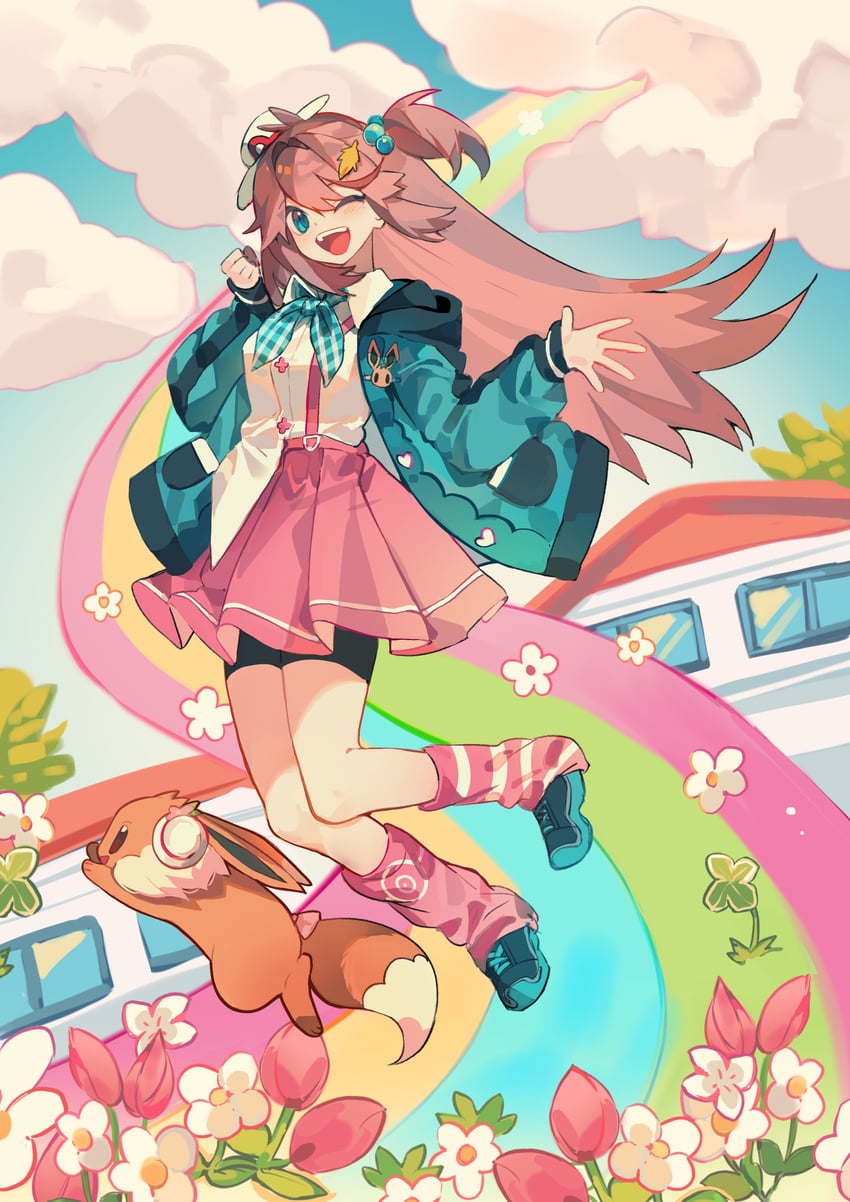 eevee and leaf (pokemon and 1 more) drawn by ki2ri5