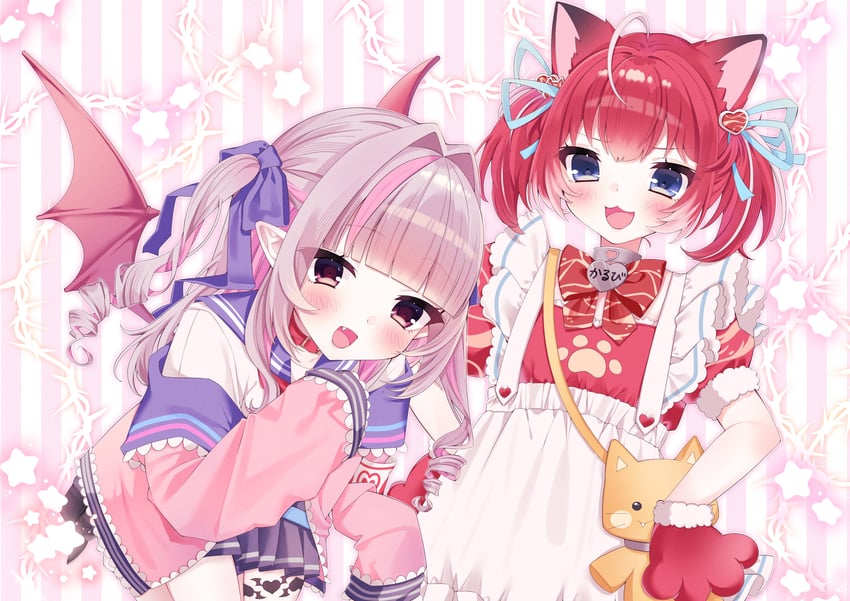 makaino ririmu and akami karubi (nijisanji and 1 more) drawn by regu_(cc41_ti)