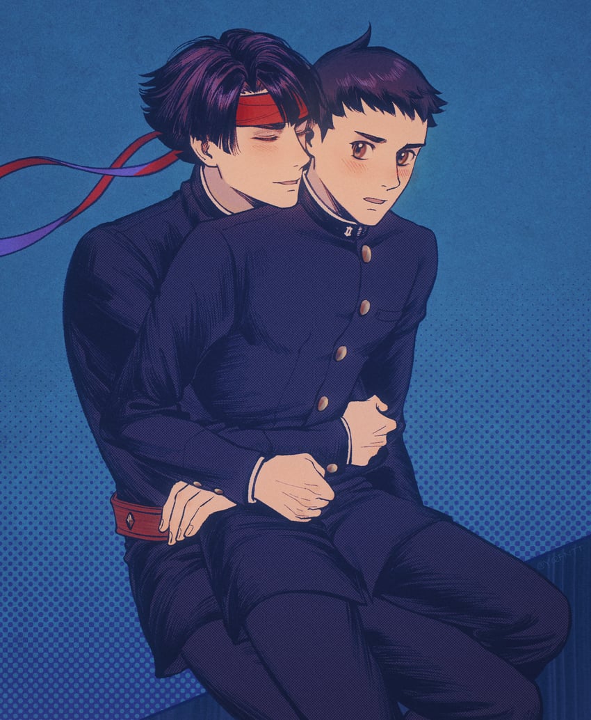 ryunosuke naruhodo and kazuma asogi (ace attorney and 1 more) drawn by kaze_(yznyttdgs)