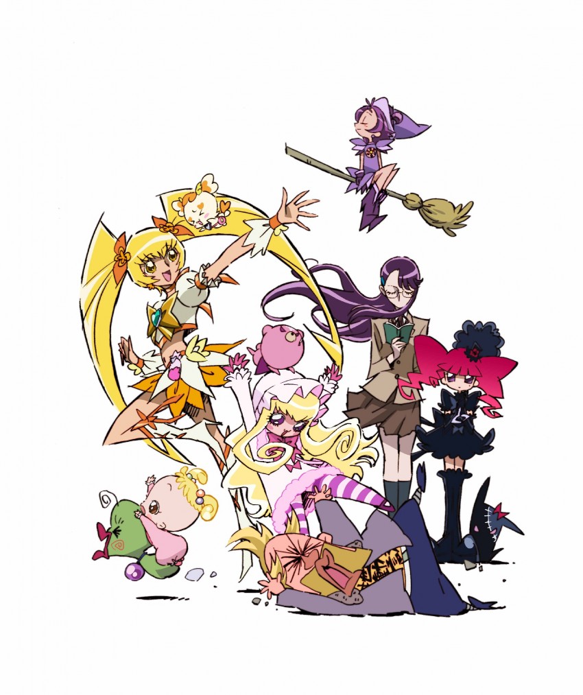 tsukikage yuri, myoudouin itsuki, cure sunshine, segawa onpu, potpourri, and 7 more (precure and 4 more) drawn by umakoshi_yoshihiko