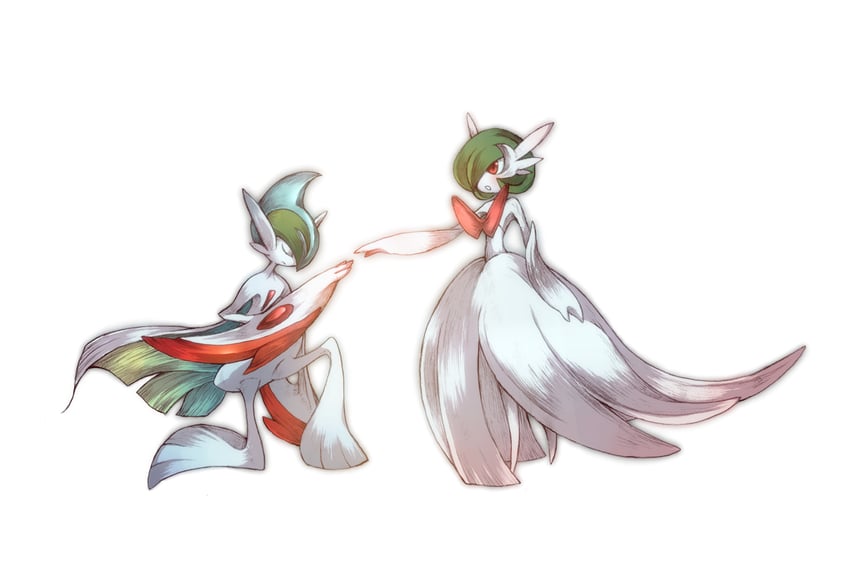 gardevoir, mega gardevoir, gallade, and mega gallade (pokemon) drawn by shie-k