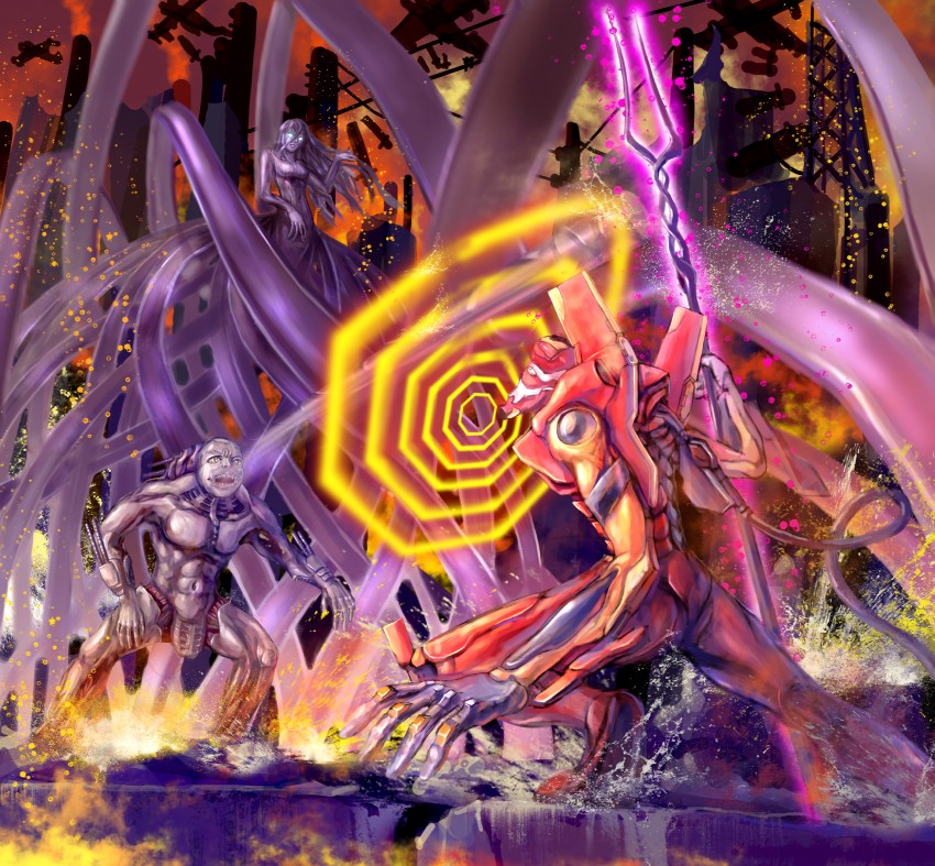 eva 02, riful, and dauf (neon genesis evangelion and 1 more) drawn by xiezhuyu