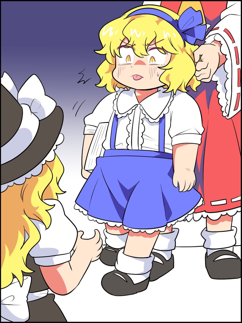 hakurei reimu, kirisame marisa, and alice margatroid (touhou) drawn by sekaihebi